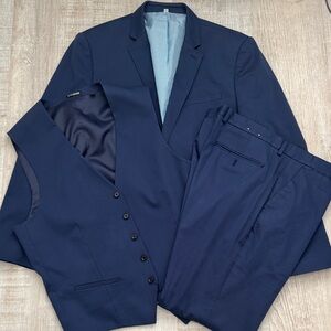 Express Dark Blue Suit Set with Vest